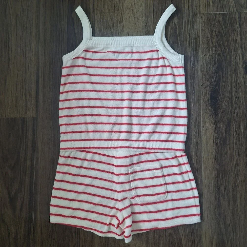 💙 Juicy Couture Girls Soft Romper Size L Girly Striped Beach Summer Fun Outfit